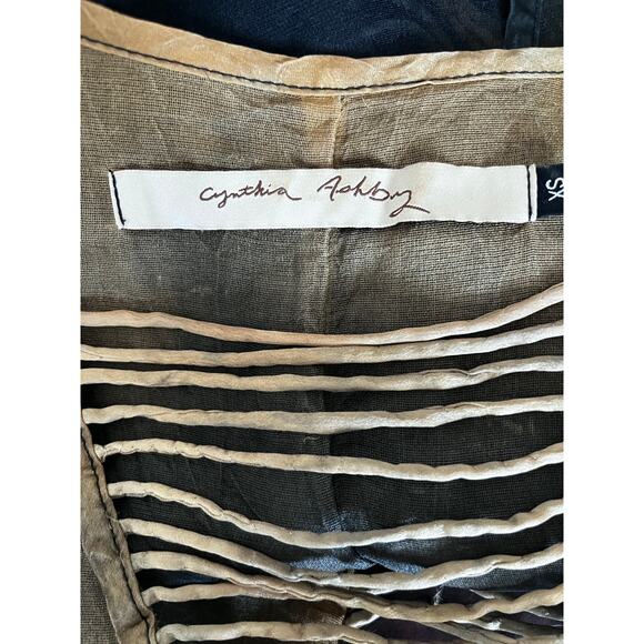 Cynthia Ashby Silk Black and Gold Ombre Top, Size XS - Picture 5 of 6